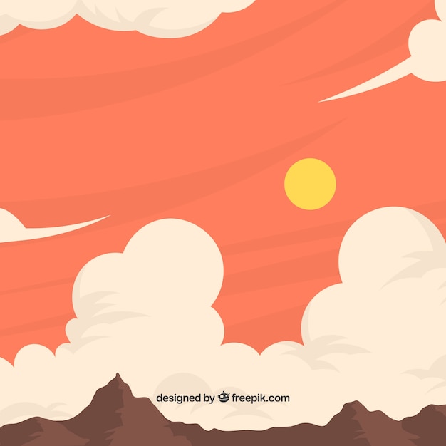 Cloudy sky background in flat style
