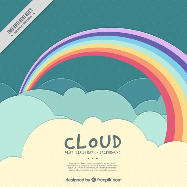 Cloudy sky background with a pretty
rainbow