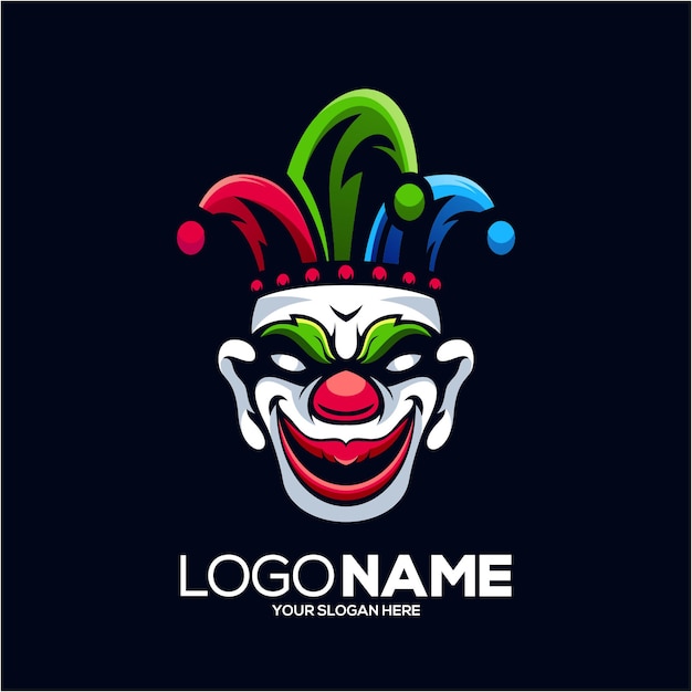 Premium Vector Clown Mascot Logo Design Isolated On Dark Blue 8611