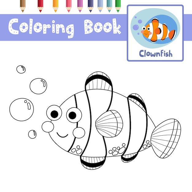 Clownfish coloring page | Premium Vector