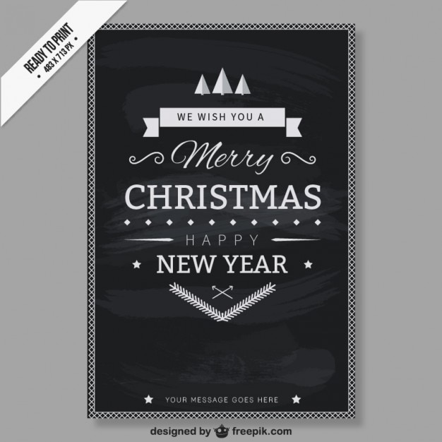 Cmykの黒と白のクリスマスカード 無料のベクター