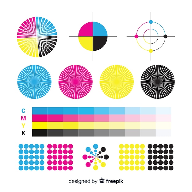 Free Vector | Cmyk calibration element collection