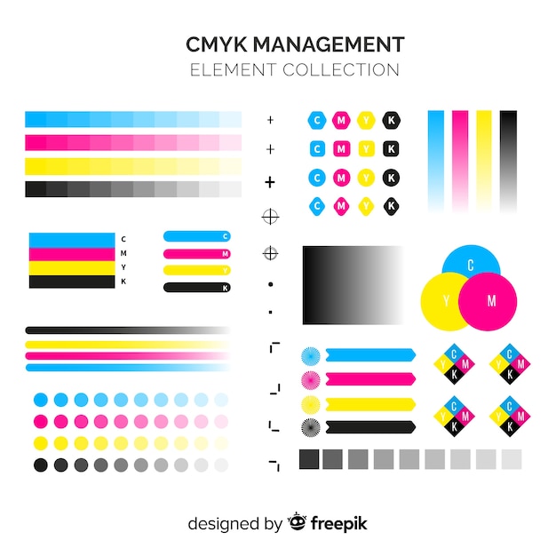 Cmyk calibration element collection Free Vector