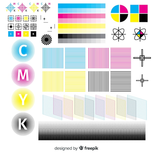 Free Vector | Cmyk calibration element collection