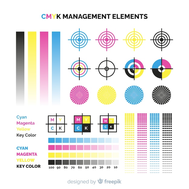 Cmyk calibration element collection | Free Vector