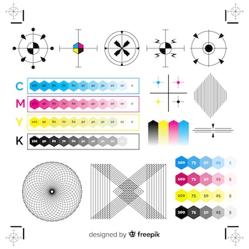 Free Vector | Cmyk calibration element collection