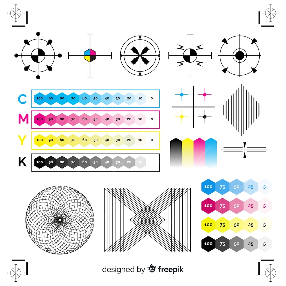 Free Vector | Cmyk calibration element collection