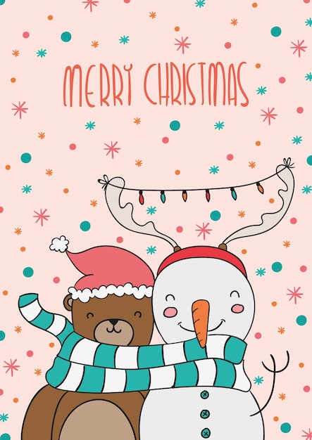 Cmyk christmas card with cartoons Vector | Free Download