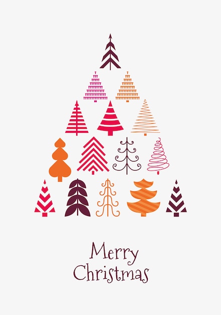 CMYK Christmas card with trees