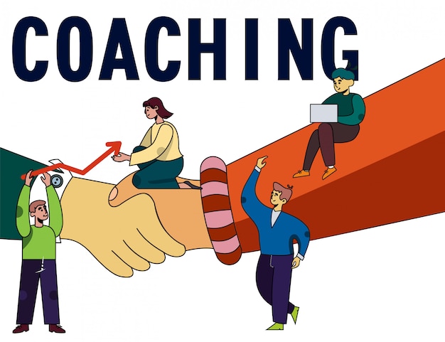 Premium Vector Coaching Poster With People And Handshake