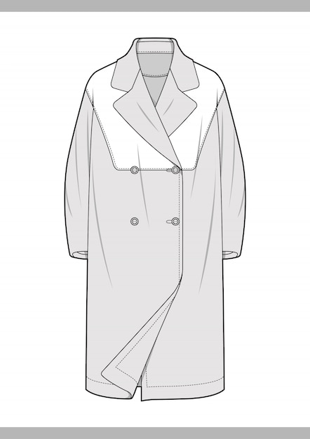 Coat fashion flat technical drawing vector template Vector | Premium ...