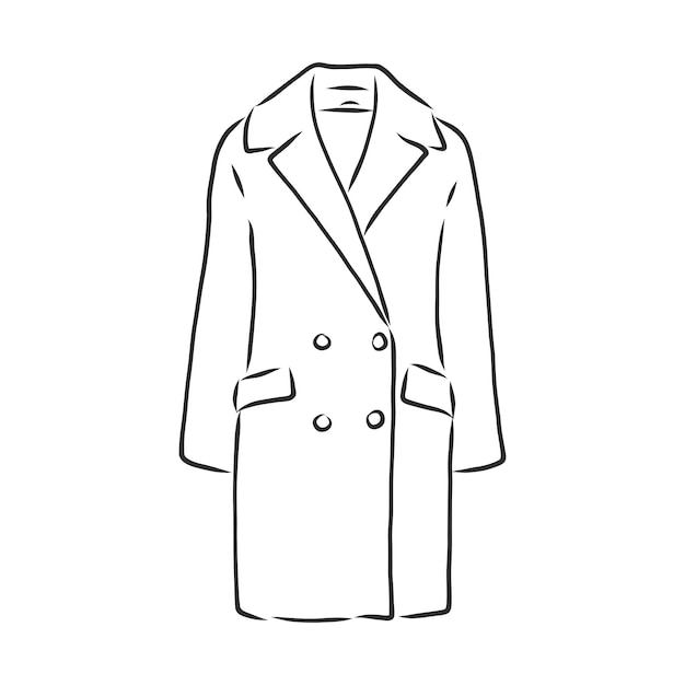 Premium Vector | Coat female with long sleeves and pockets. vector ...