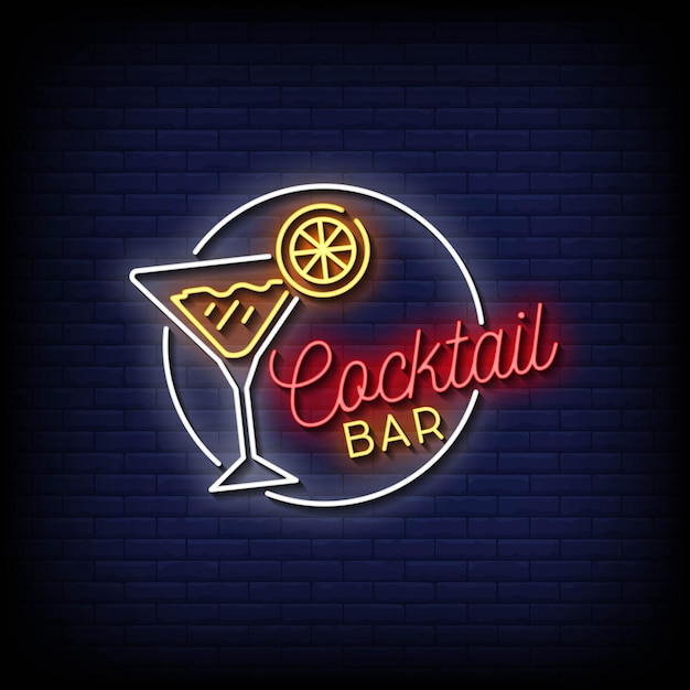 Premium Vector | Cocktail bar neon signs style text vector