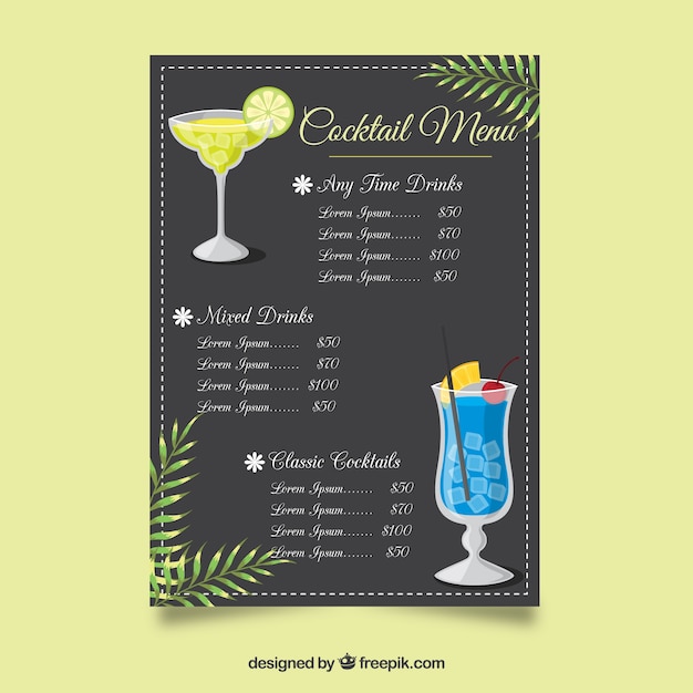 Cocktail Menu Template Word Free