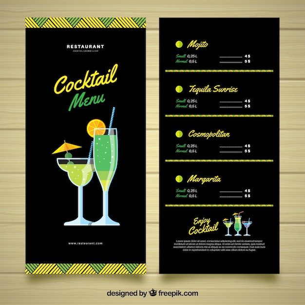 Free Vector | Cocktail menu template with elegant style