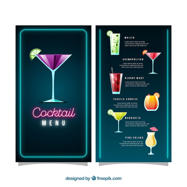 free-vector-cocktail-menu-template-with-flat-design