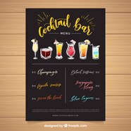 Free Vector Cocktail Menu Template With Hand Drawn Drinks