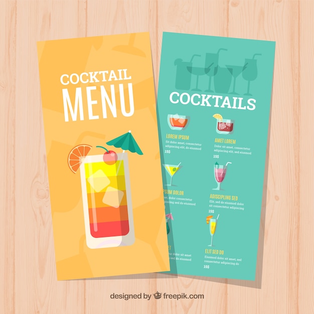 Cocktail menu template Vector | Free Download