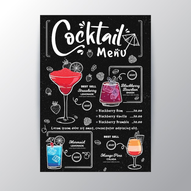 Cocktail menu template | Free Vector