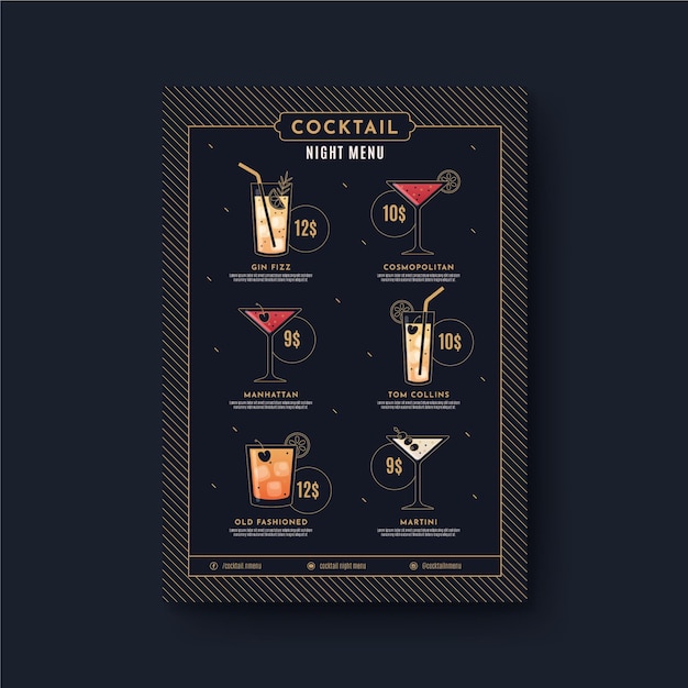 Premium Vector Cocktail Menu Template 7124