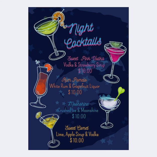 free-vector-cocktail-menu-template