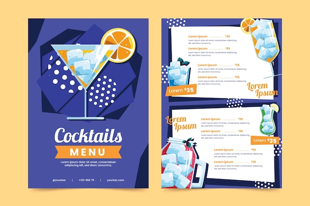 Cocktail menu template | Free Vector