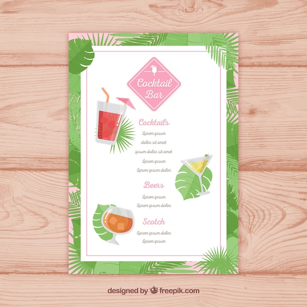 Cocktail menu with green border Vector | Free Download