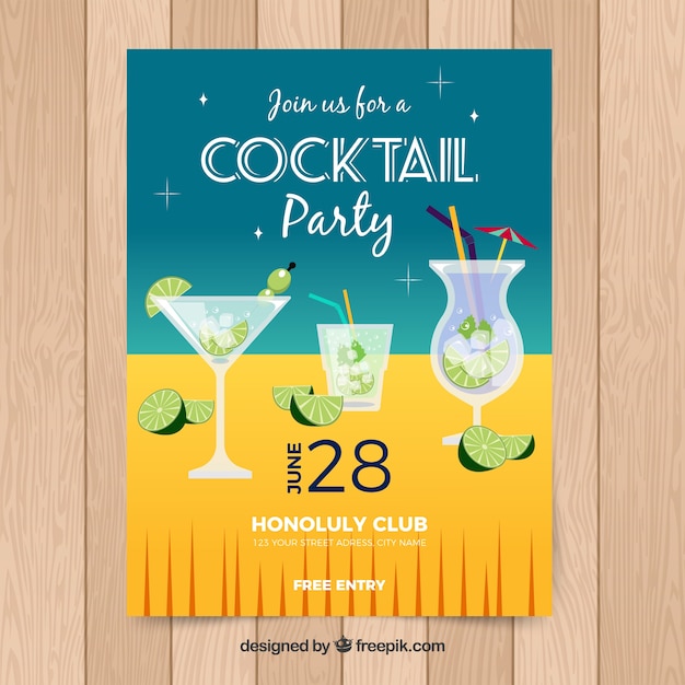 Cocktail party brochure en diseño flat Vector | Free Download