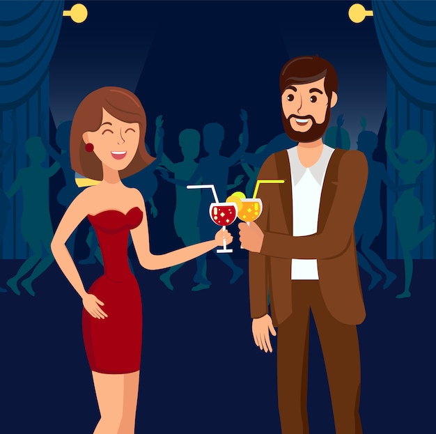 Premium Vector Cocktail Party At Nightclub Vector Illustration