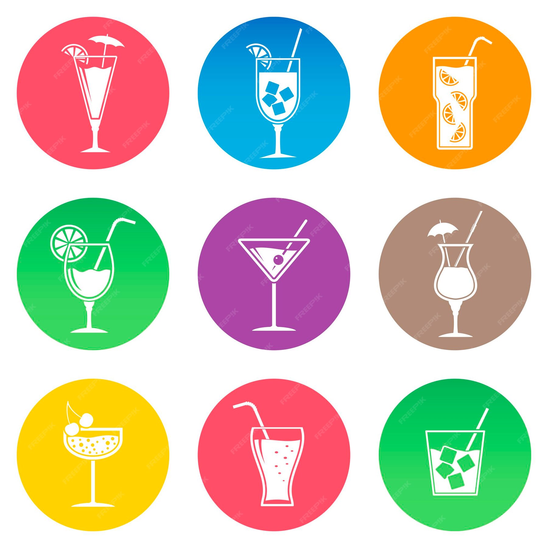 Premium Vector Cocktail Stickers Set 0102