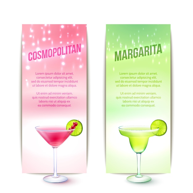 Cocktails banner set
