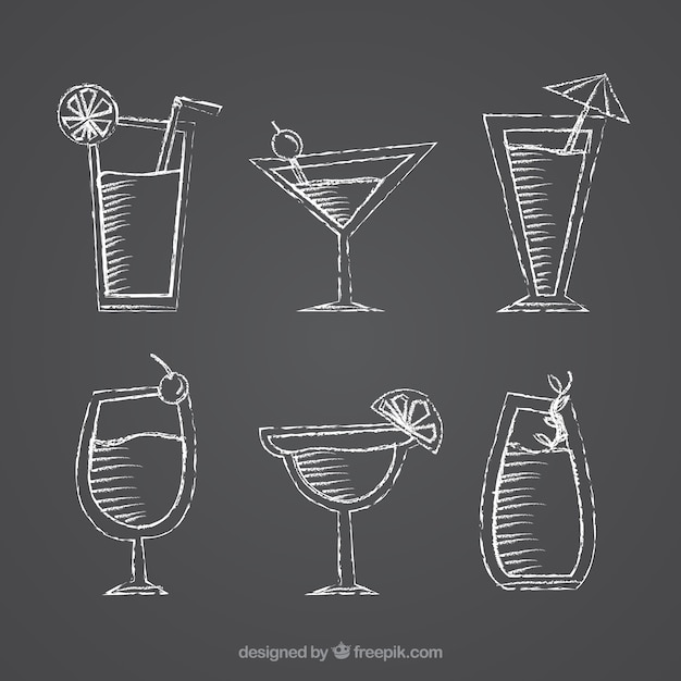 Free Vector | Cocktails collection in blackboard style