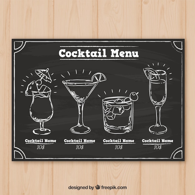 Free Vector | Cocktails collection in blackboard style