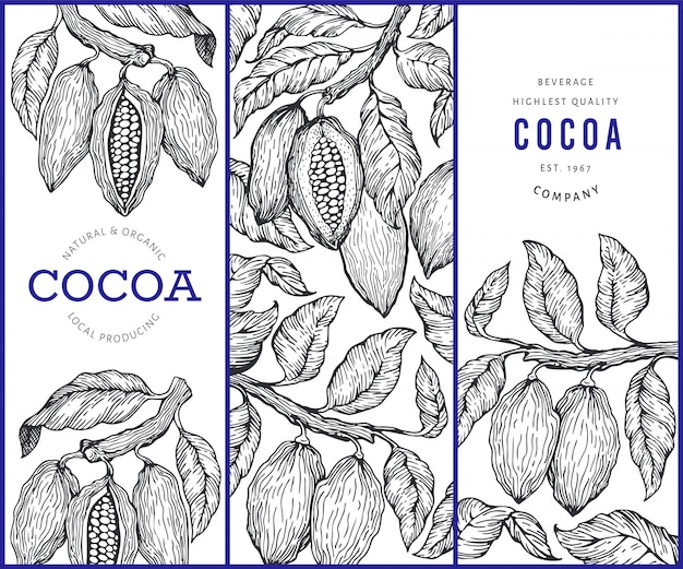 Cocoa banners set. Premium Vector