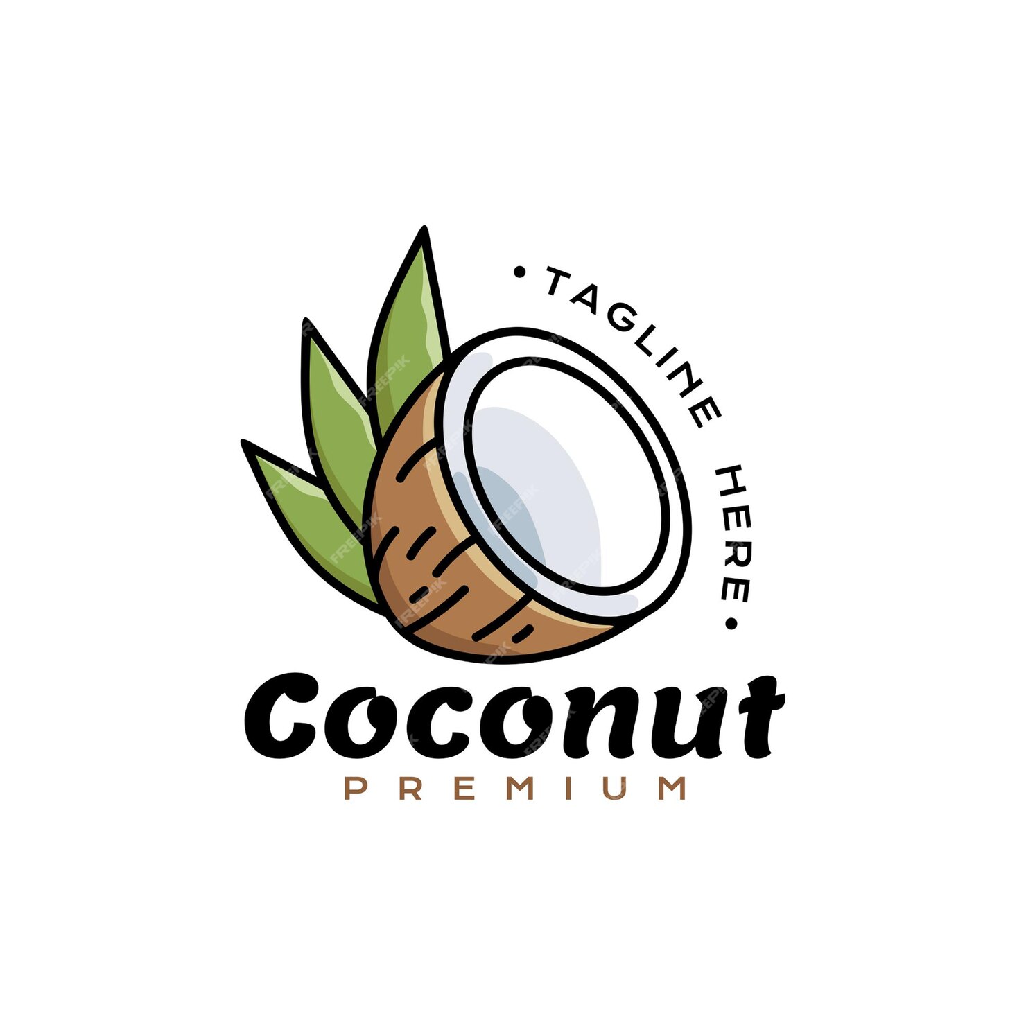 Premium Vector | Coconut icon logo premium split coconut