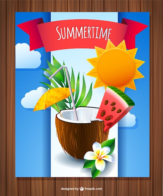Coconut summer drink vector