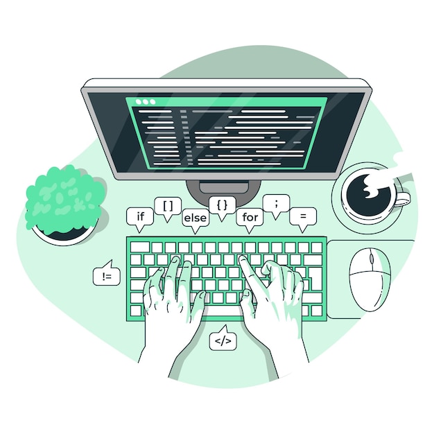 Code typing concept illustration Free Vector
