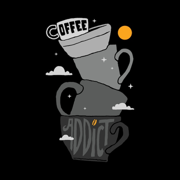 Coffee addict illustration | Premium Vector