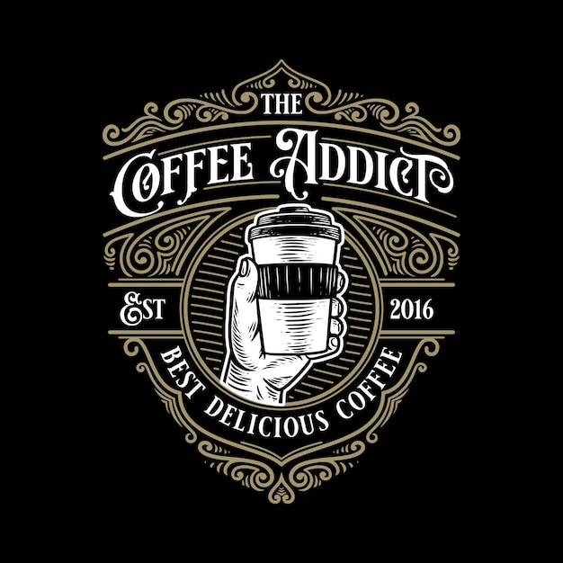 Download Free Coffee Addict Vintage Retro Logo Template With Elegant Ornament Use our free logo maker to create a logo and build your brand. Put your logo on business cards, promotional products, or your website for brand visibility.