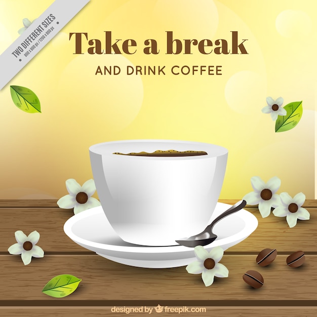 Coffee background with floral elements