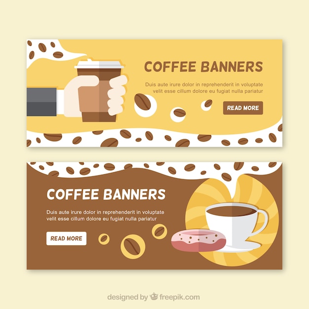Download Free Vector | Coffee banners in flat design