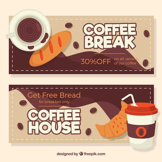 Download Coffee banners with discounts Vector | Free Download