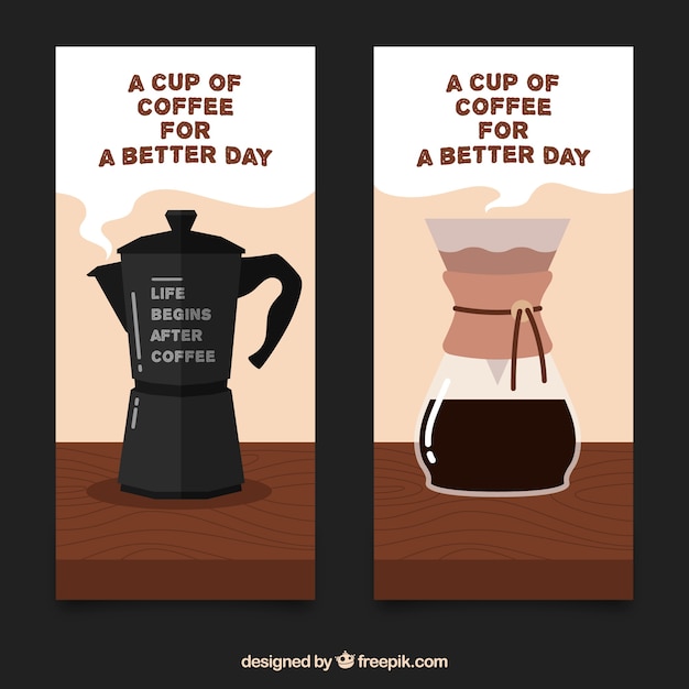Download Free Vector | Coffee banners with message