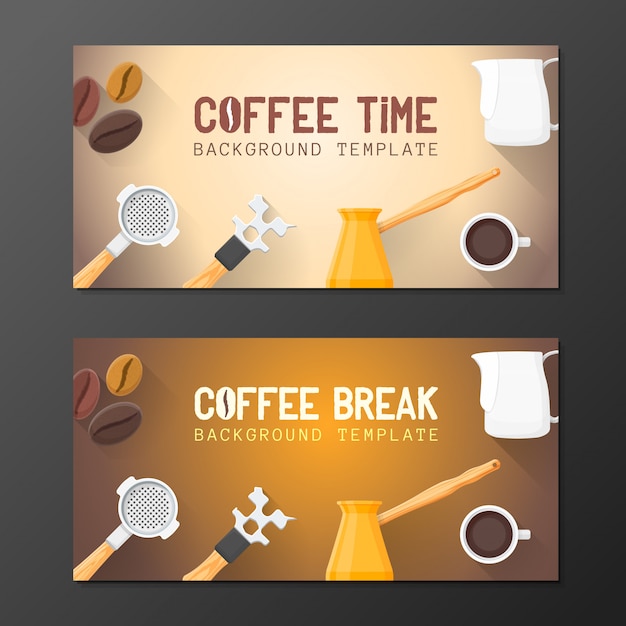 Premium Vector | Coffee break banner backdrops templates