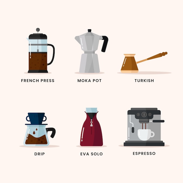 Download Free Vector | Coffee brewing methods collection