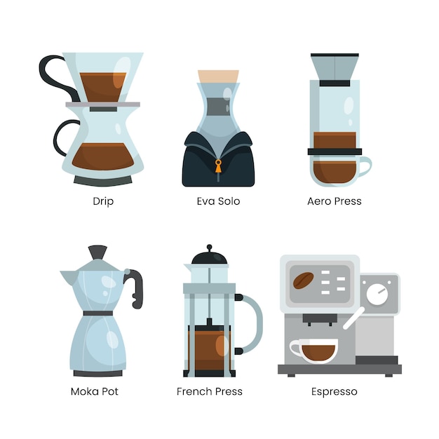 Download Free Vector | Coffee brewing methods concept