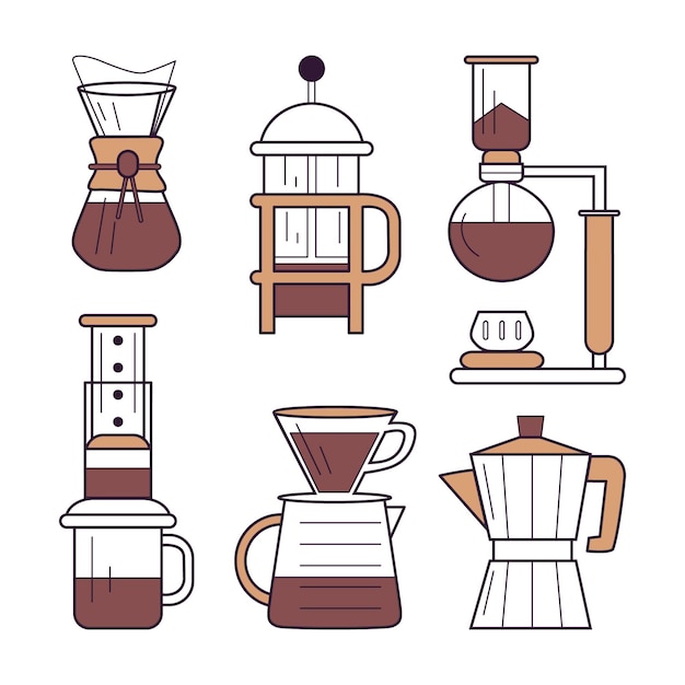 Free Vector | Coffee brewing methods