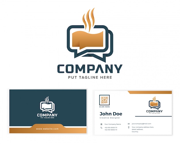 Coffee chat logo for business company Premium Vector