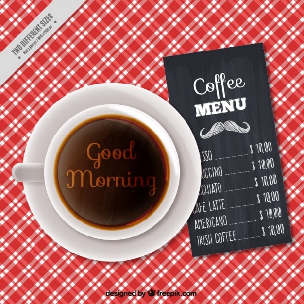 Coffee cup background with a menu
