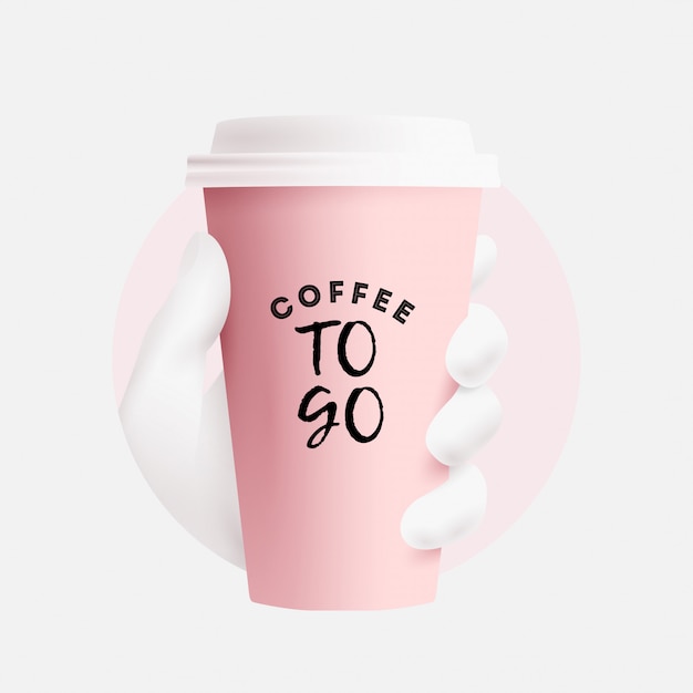 Download Premium Vector | Coffee cup mockup. realistic paper coffee to go cup in white hand silhouette in ...